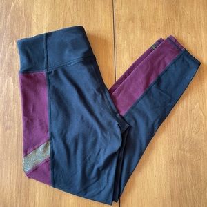 Betsey Johnson Performance Purple/Black/Gold Leggings